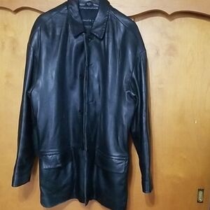 Kenneth Cole Black Leather Coat